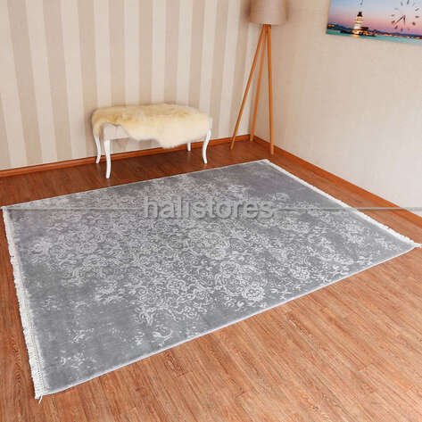 %100 Bambu Özel Tezgah Halısı HDX 02 Gri - 1