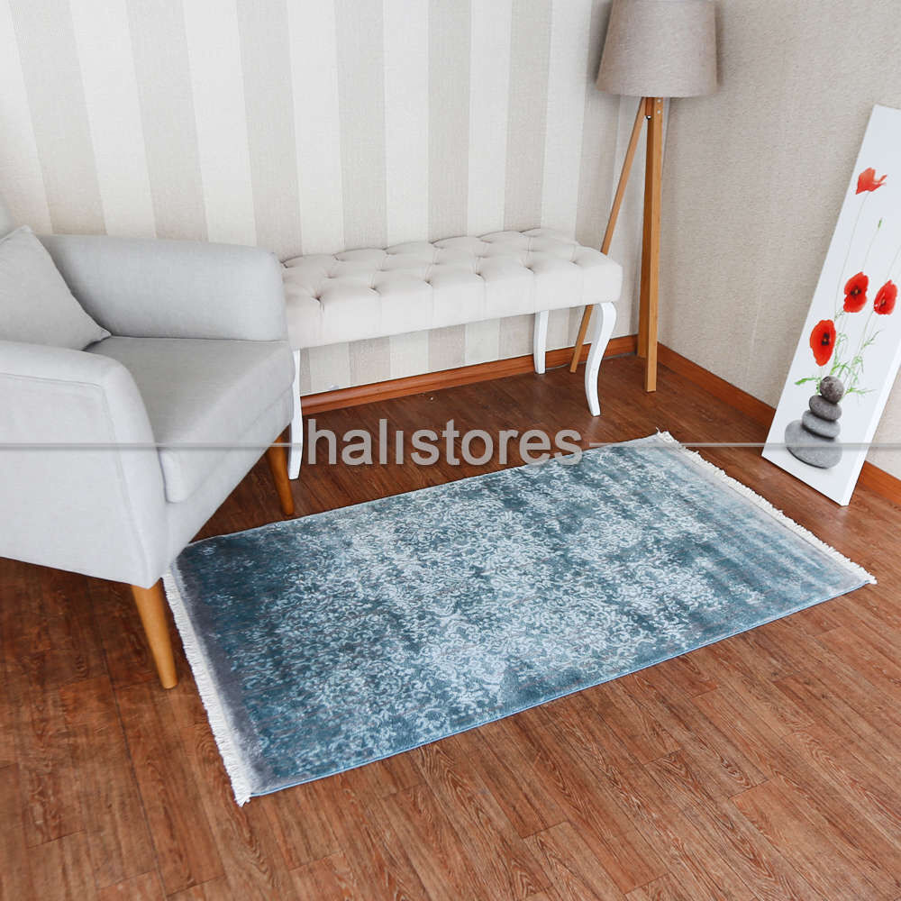 %100 Bambu Özel Tezgah Halısı HDX 02 Turkuaz