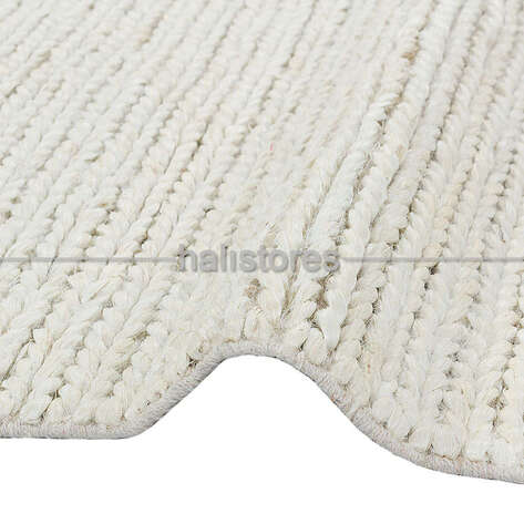%100 Doğal Choti Jüt Sisal Kilim Halı Beyaz - 4
