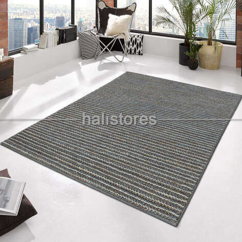 %100 Doğal Choti Jüt Sisal Kilim Halı C-1512 Multi - 2