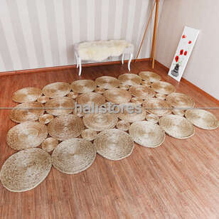 %100 Doğal Choti Jüt Sisal Kilim Halı CA-104 Natural (3)