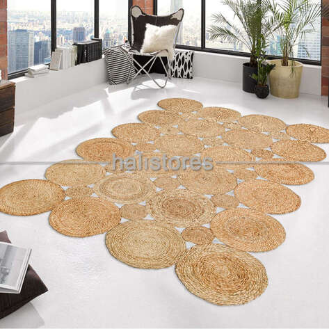 %100 Doğal Choti Jüt Sisal Kilim Halı CA-104 Natural - 2