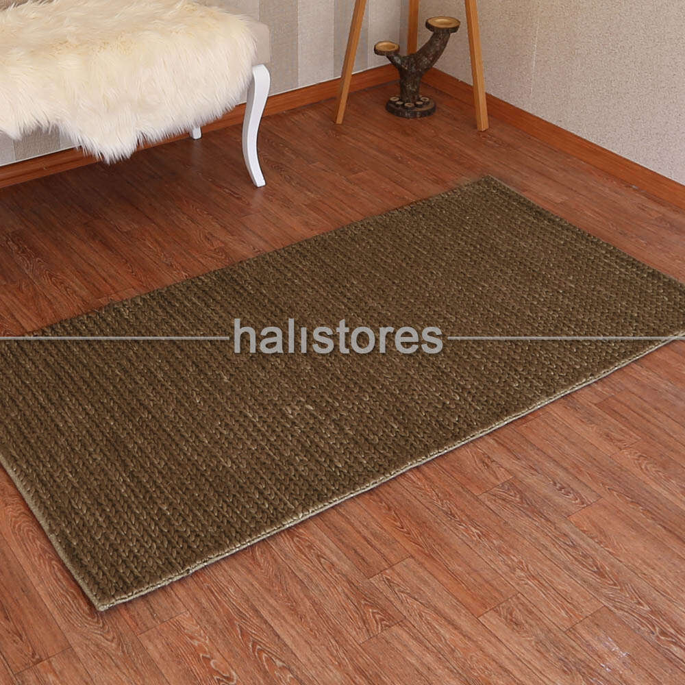 %100 Doğal Choti Jüt Sisal Kilim Halı Kahve