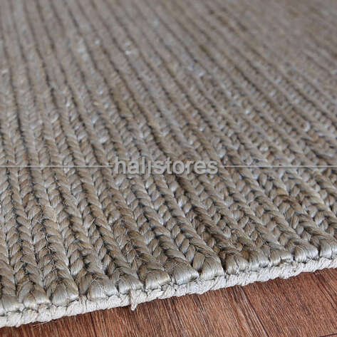 %100 Doğal Choti Jüt Sisal Kilim Halı Koyu Gri - 5