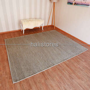 %100 Doğal Choti Jüt Sisal Kilim Halı Koyu Gri (1)