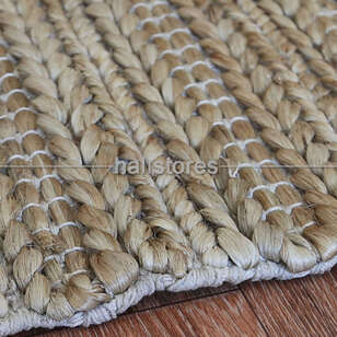 %100 Doğal Choti Jüt Sisal Kilim Halı Krem (4)