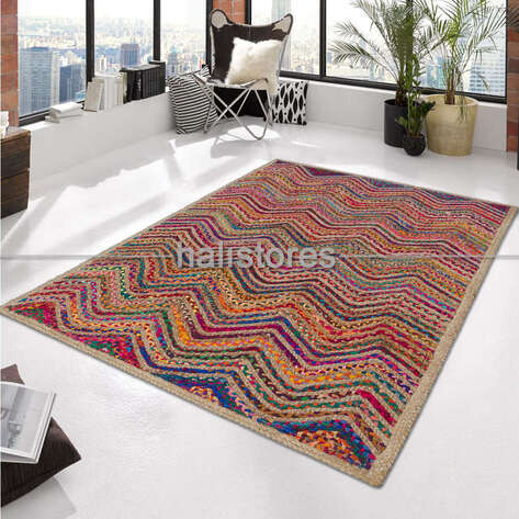 %100 Doğal Choti Jüt Sisal Kilim Halı MX-15 Multi - 1