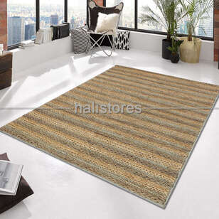 %100 Doğal Choti Jüt Sisal Kilim Halı S-1103 Gri Multi (2)