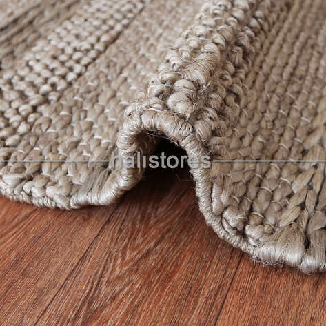 %100 Doğal Choti Jüt Sisal Kilim Halı S-1410 Gümüş - 3