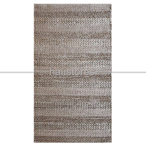 %100 Doğal Choti Jüt Sisal Kilim Halı S-1410 Gümüş - 2