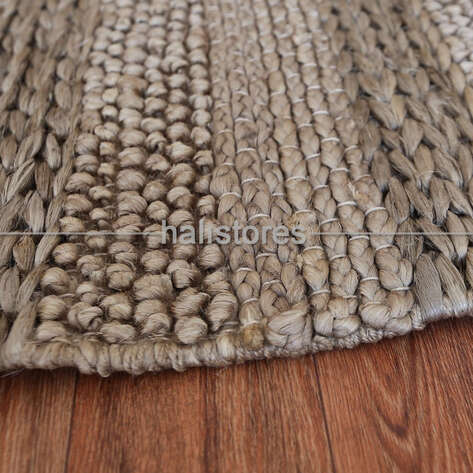 %100 Doğal Choti Jüt Sisal Kilim Halı S-1410 Gümüş - 4