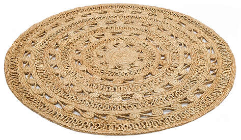 %100 Doğal Choti Jüt Sisal Yuvarlak Kilim Halı CA-106 - 4