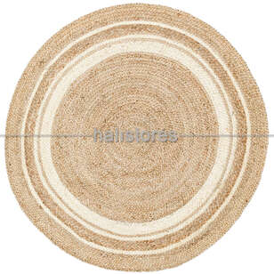 %100 Doğal Jüt Sisal Yuvarlak Kilim Halı ECH 01 Beyaz (1)