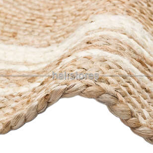 %100 Doğal Jüt Sisal Yuvarlak Kilim Halı ECH 01 Beyaz (3)