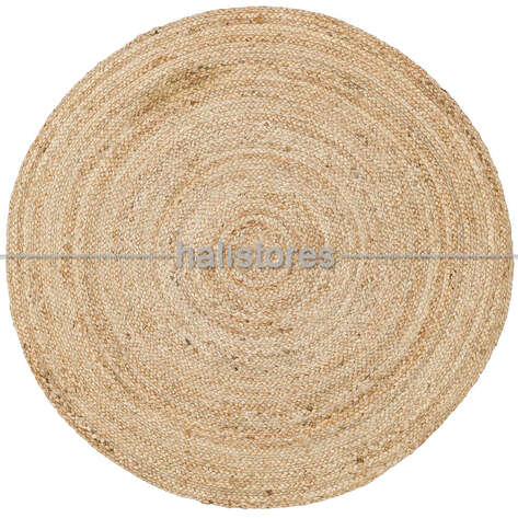 %100 Doğal Jüt Sisal Yuvarlak Kilim Halı ECH 01R Natural - 1