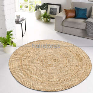 %100 Doğal Jüt Sisal Yuvarlak Kilim Halı ECH 01R Natural (2)