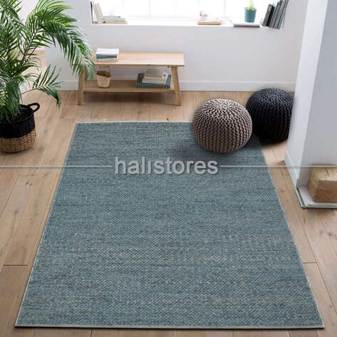 %100 Doğal Örgü Yün Halı Jade Gri - 1