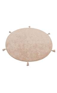 %100 Pamuk Yuvarlak Bebek ve Çocuk Odası Halısı Cotton Boon Plain Bej - 5