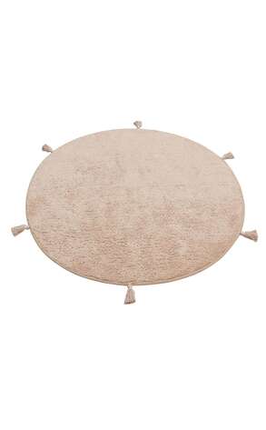 %100 Pamuk Yuvarlak Bebek ve Çocuk Odası Halısı Cotton Boon Plain Bej - 5