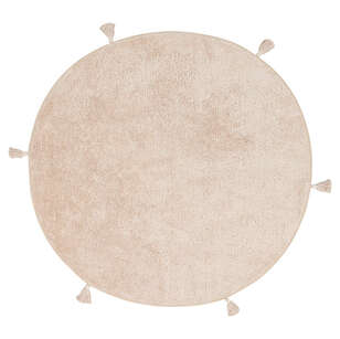 %100 Pamuk Yuvarlak Bebek ve Çocuk Odası Halısı Cotton Boon Plain Bej - 1