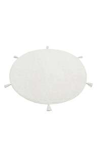 %100 Pamuk Yuvarlak Bebek ve Çocuk Odası Halısı Cotton Boon Plain Beyaz - 5