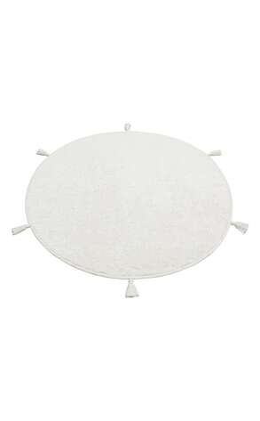 %100 Pamuk Yuvarlak Bebek ve Çocuk Odası Halısı Cotton Boon Plain Beyaz - 5