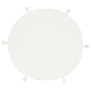 %100 Pamuk Yuvarlak Bebek ve Çocuk Odası Halısı Cotton Boon Plain Beyaz - 1