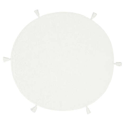 %100 Pamuk Yuvarlak Bebek ve Çocuk Odası Halısı Cotton Boon Plain Beyaz - 1