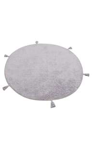 %100 Pamuk Yuvarlak Bebek ve Çocuk Odası Halısı Cotton Boon Plain Gri - 5