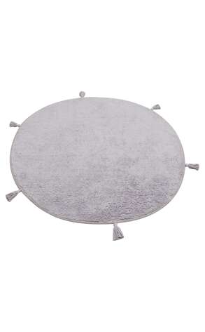 %100 Pamuk Yuvarlak Bebek ve Çocuk Odası Halısı Cotton Boon Plain Gri - 5