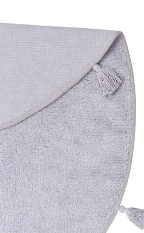 %100 Pamuk Yuvarlak Bebek ve Çocuk Odası Halısı Cotton Boon Plain Gri - 6