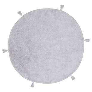 %100 Pamuk Yuvarlak Bebek ve Çocuk Odası Halısı Cotton Boon Plain Gri - 1