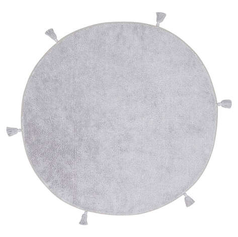 %100 Pamuk Yuvarlak Bebek ve Çocuk Odası Halısı Cotton Boon Plain Gri - 1