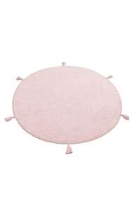 %100 Pamuk Yuvarlak Bebek ve Çocuk Odası Halısı Cotton Boon Plain Pudra - 4