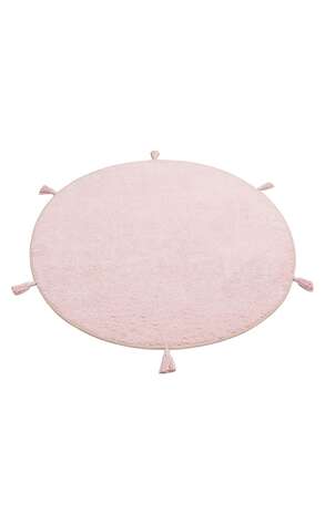 %100 Pamuk Yuvarlak Bebek ve Çocuk Odası Halısı Cotton Boon Plain Pudra - 4