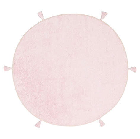 %100 Pamuk Yuvarlak Bebek ve Çocuk Odası Halısı Cotton Boon Plain Pudra - 1