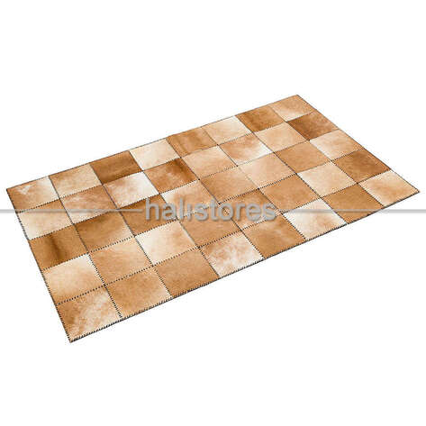 Açık Kahve Deri Patchwork Halı - 2