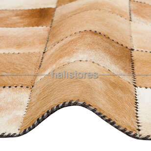 Açık Kahve Deri Patchwork Halı (3)