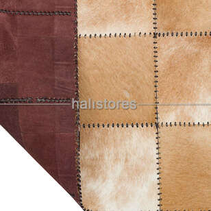 Açık Kahve Deri Patchwork Halı (4)
