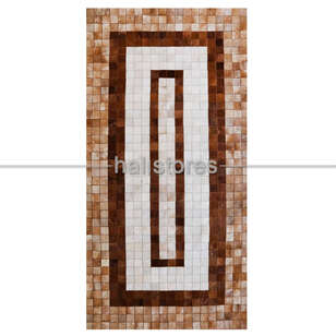 Açık Kahve-Krem Deri Patchwork Halı (3)