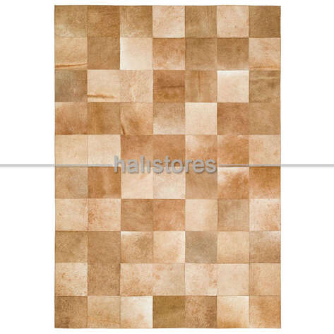 Açık Kahve Renkli Deri Patchwork Halı - 1