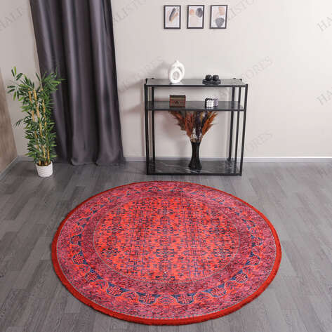 Afgan Bordo Yuvarlak Halı Zen 036 - 1