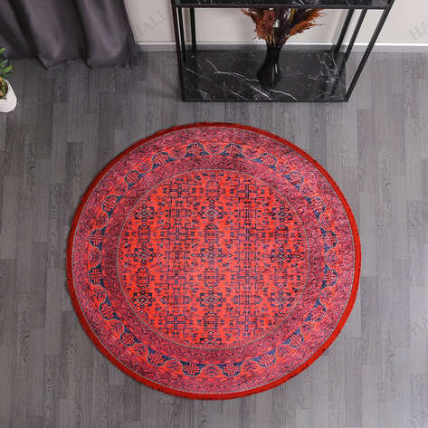 Afgan Bordo Yuvarlak Halı Zen 036 - 2