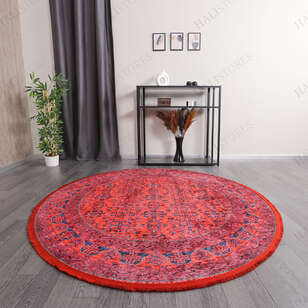 Afgan Bordo Yuvarlak Halı Zen 036 (3)