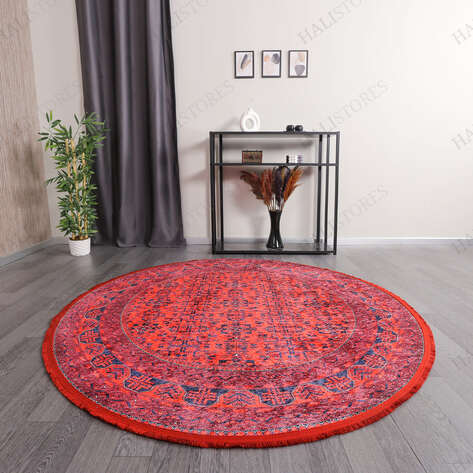 Afgan Bordo Yuvarlak Halı Zen 036 - 3