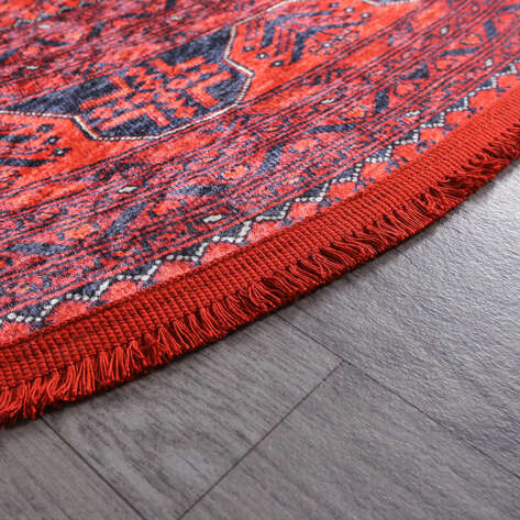 Afgan Bordo Yuvarlak Halı Zen 036 - 5
