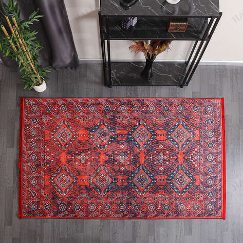 Afgan Desenli Bordo Halı Zen 947 - 2