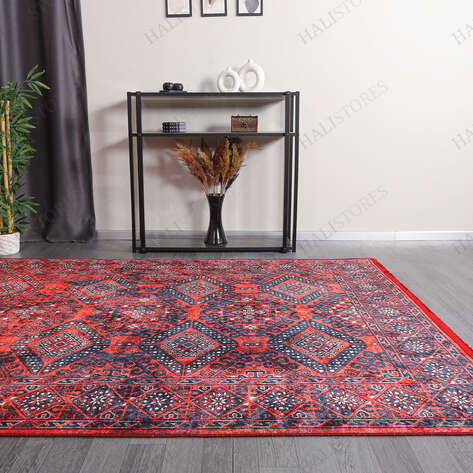 Afgan Desenli Bordo Halı Zen 947 - 3