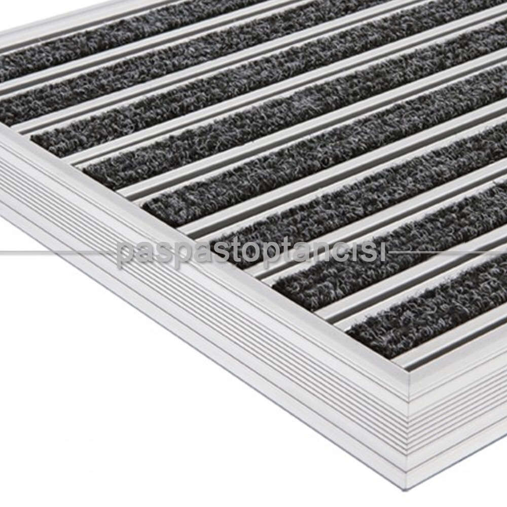 Alüminyum Metal Paspas Bukle Halı Fitilli PM1000 Siyah