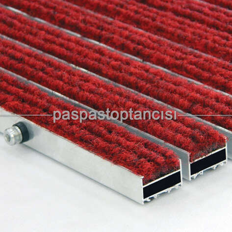 Alüminyum Metal Paspas Halı Fitilli Kırmızı - 1